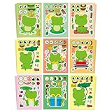Aowplc 32 Sheets Frog Make-a-Face Stickers for Kids 8 Cute Designs Frog Craft Activities & Party Favors