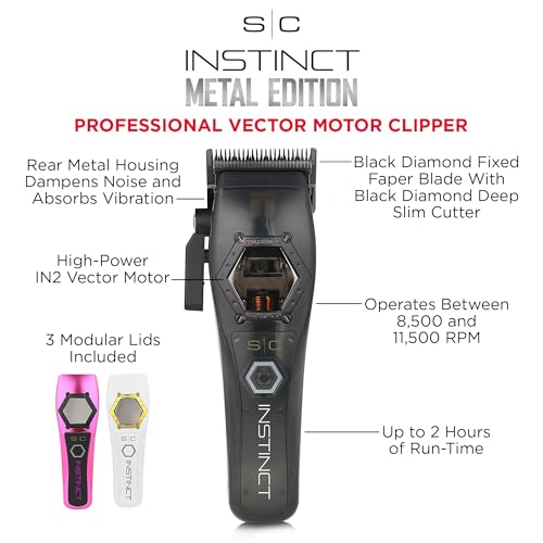 Image of Stylecraft Instinct Professional IN2 Vector Motor Cordless Hair Clipper | Intuitive Torque Control, 3 Modular Lids, Up to 11,500 RPM, Bulk Removal, Superior Blending