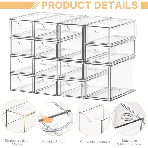 Schreibtisch-Organizer mit 14 Schubladen, ToyaJeco Acryl stapelbar Desktop Lagerung Schubladen Make-up-Organisator, Clear Craft Storage Box Schränke für Büro Eitelkeit Arbeitsplatte Bad Schlafzimmer