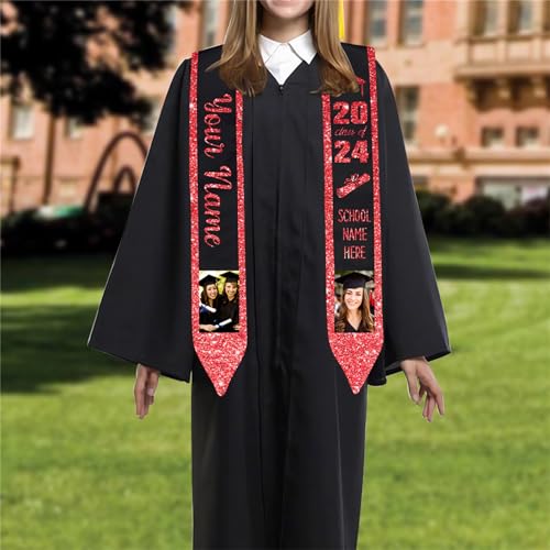 Custom Graduation Stole Personalized Graduation Sash with with Photo School Name Class of 2024 Graduation Gifts3