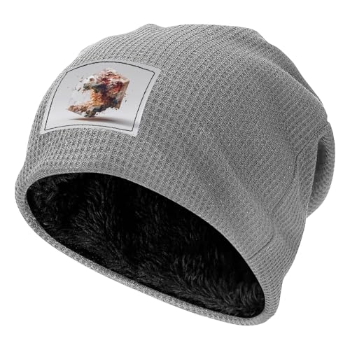 Gorro de punto gofre gris claro para exquisito patrón de mineral místico para invierno y otoño, Gris claro, talla �nica