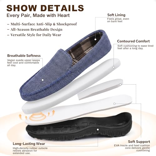 Image of shoeslocker Mens Slippers Microsuede Moccasin Memory Foam House Shoes