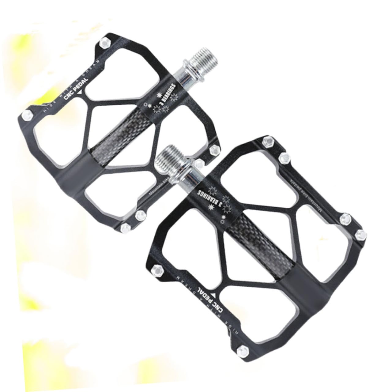 1 Paar Pedale aus Aluminiumlegierung mit Lager für Mountainbike | Drei Lager, Schwarz, Rutschfeste Pins für Ruhiges Fahren, Fahrradersatzteil für Trekking und Zubehör