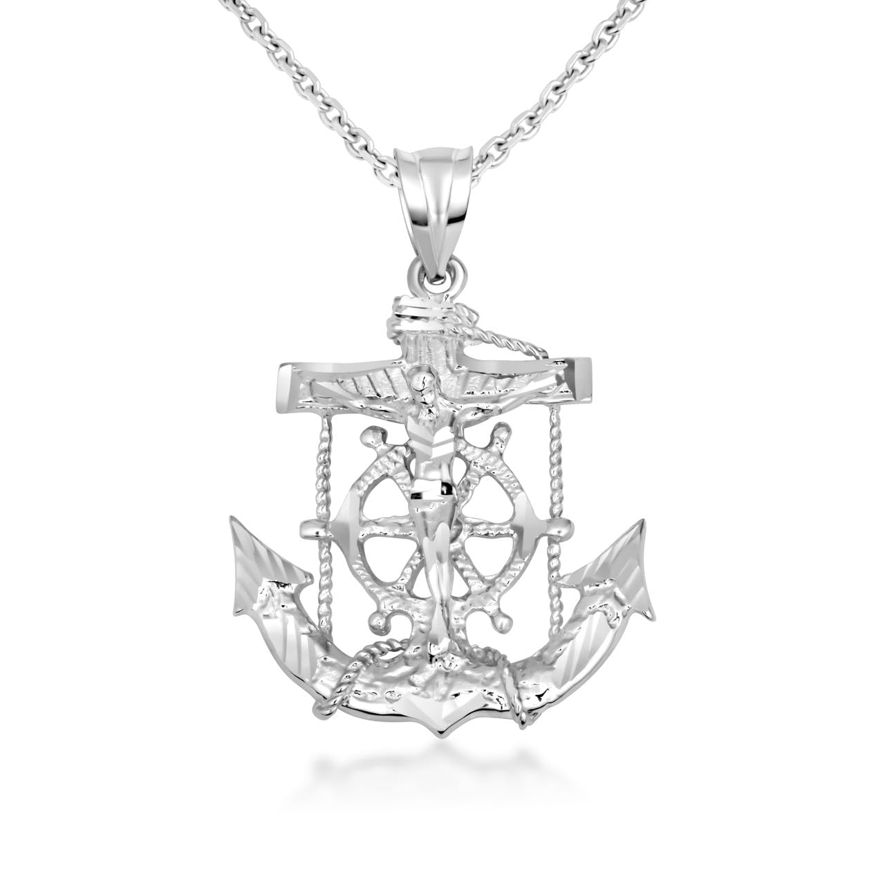 Claddagh Gold Sterling Silver Anchor Cross Pendant