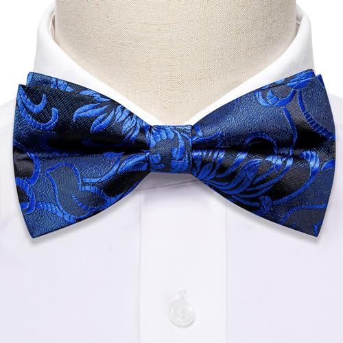 Image of YOHOWA Paisley Striped Men Bow Tie Pre-Tied Formal Adjustable Colorful Bowties Handkerchief Cufflinks Set Wedding Party