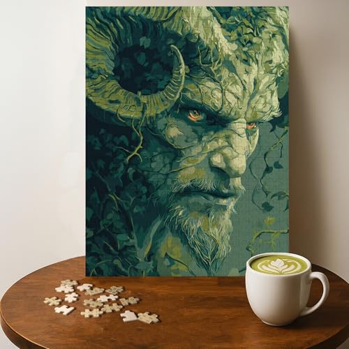Faun Forest Satyr Fantasy Jigsaw Puzzle - 500 Pieces Wooden Puzzle for Adults, Wall Art Gift, Finished Size: 20 x 15 Inch