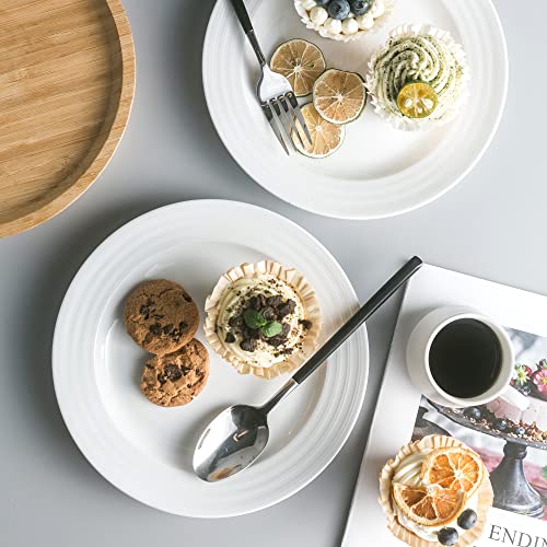 Ceramic Dinner Plates Set Of 6, 8.7 Inch Pasta Salad Plate Set, Kitchen Serving Dishes White Dinner Plates For Party, Lunch, Appetizer, Large Dinnerware Plates For Kitchen - Dishwasher, Microwave Safe #TOP3