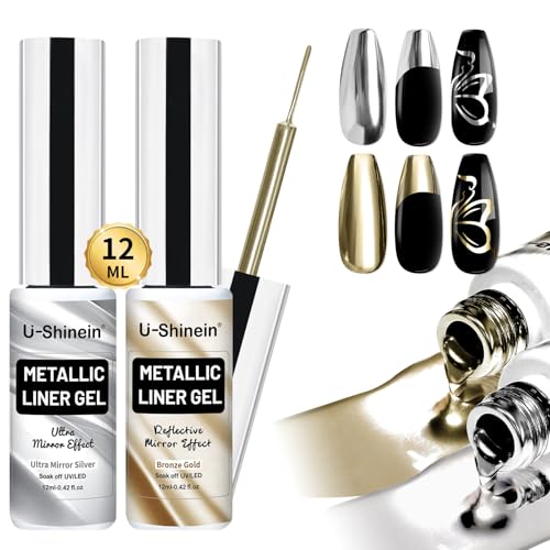 Gel esmalte metálico super brillante plata y bronce 2x12ml