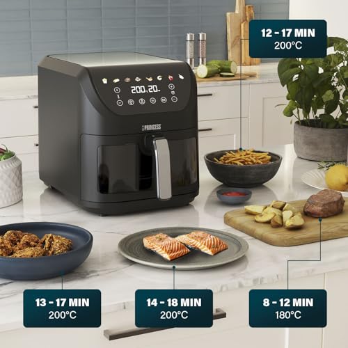Princess SlimFry Airfryer, 8L Capacità, 2000W, 8 Programmi, Display Touchscreen Digitale, Temperatura Regolabile, Finestra di Controllo, Spegnimento Automatico, Cestello Lavabile, 182257 - Immagine 4