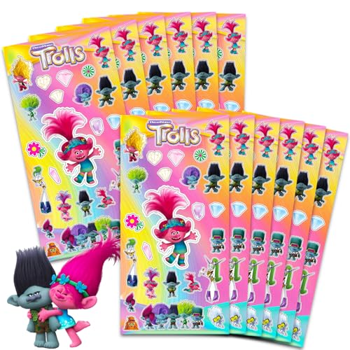 Trolls Stickers Party Favors for Boys & Girls 12 Pack Bundle
