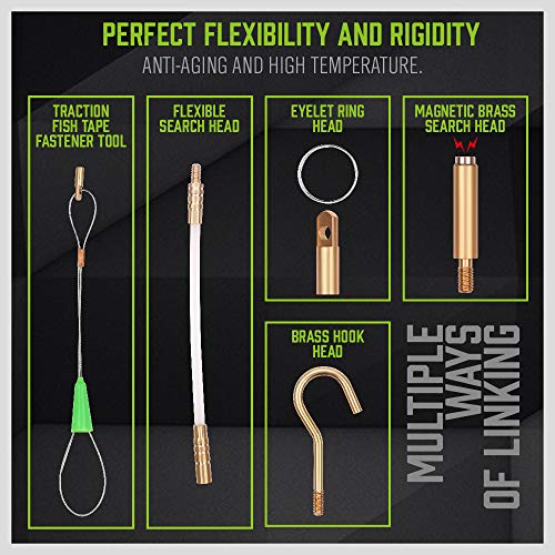 Swanlake 33” Fiberglass Running Wire Cable Coaxial Electrical Fish Tape Pull Push Glow Rods Kit #TOP2
