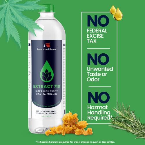 American Ethanol Ultra High Purity Denatured Alcohol (CDA-12A) - 200 Proof Ethyl Alcohol with n-Heptane - 4 x 1 Quart Bottles