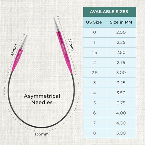 KnitPro Zing Fixed Circular Needles Asymmetrical 10" (25cm) | Size 5.00mm - Image 3