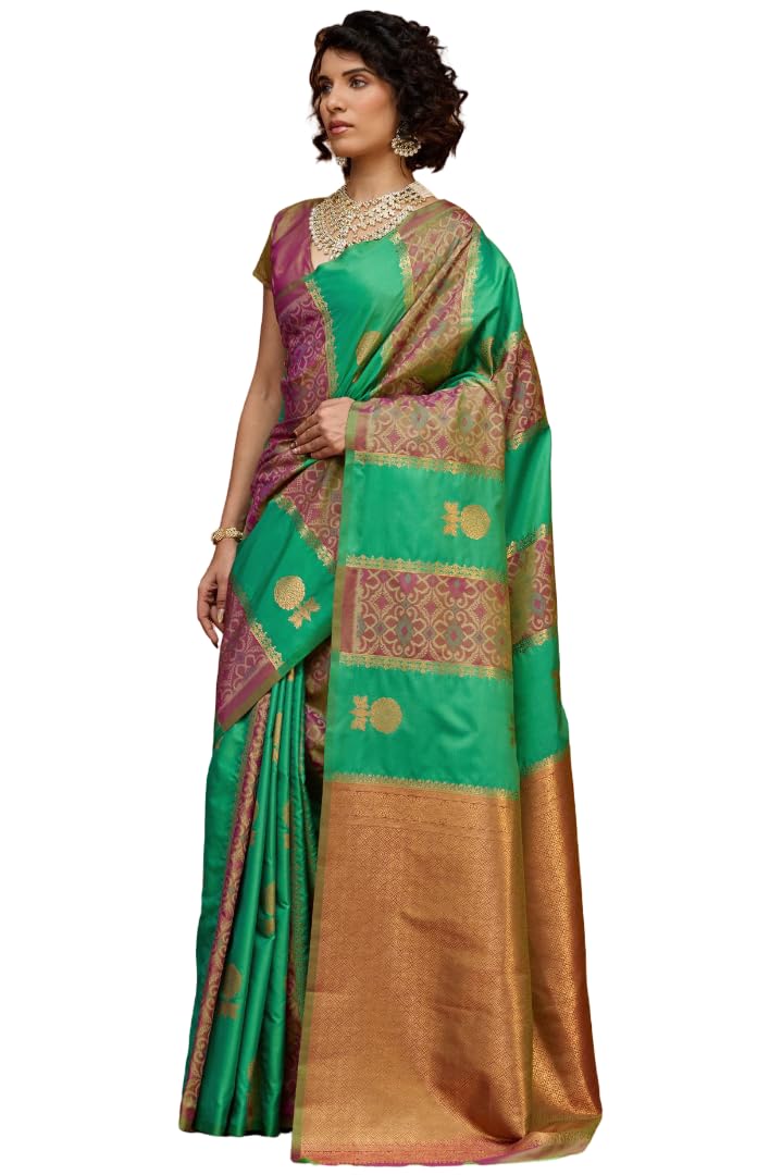 DC ELEMENTS Women Silk Patola Saree Traditional Indian Ethnic Festive Wedding Wear Sari Classic Patola Design (KIRTAN PATOLA-001)