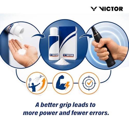 Image of Victor AC018 Badminton Grip Powder 25g (Pack of 2) | Anti-Slip Grip Enhancer with Magnesium Carbonate & Calcium Carbonate | Sweat Absorbing Powder for Superior Racket Control | Made in Taiwan