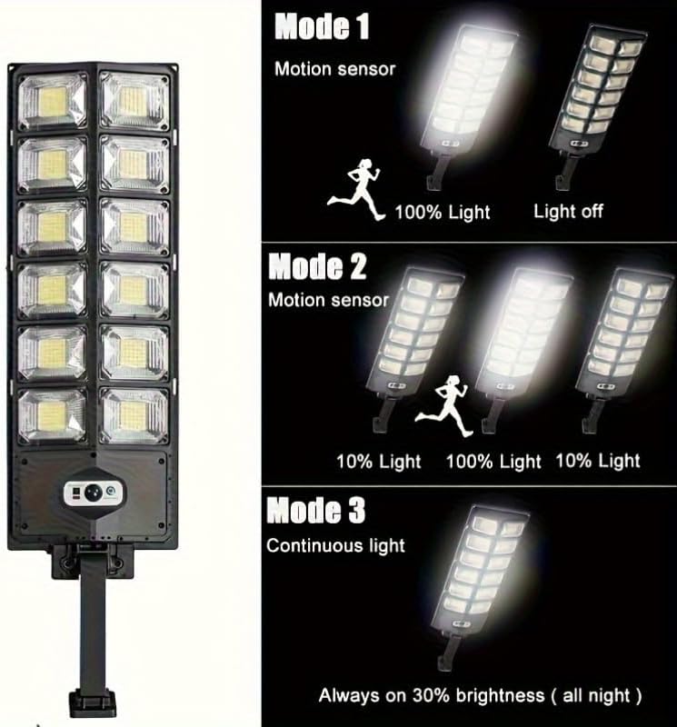 [Ultra-Bright Solar Light] 1/2/4pcs 192/504 LED Solar Street Light - Wide Angle Motion Sensor, Remote Control, Dusk to Dawn, Energy-Efficient, Adjustable for Commercial Area, Parking Lot, Yard