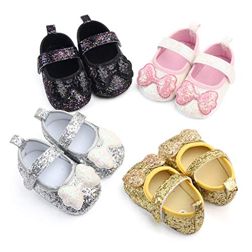 Kids Girls Indoor Dress Shoes Princess Bow-Knot Soft-Soled Walking Shoes Sequins Adhesive Tape Flat Casual Shoes2