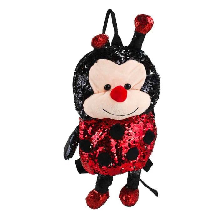 Mini Mochila Lantejoulas Joaninha 27x10x24 - Pelúcia XT9183-FM