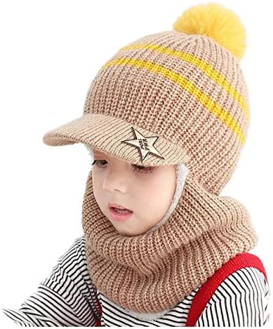 Bold N Elegant Woolen Warm Pom Pom Monkey Cap Beanie Hat with Anti Flop Brim for Baby Boys and Girls