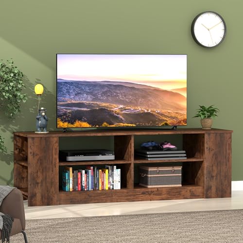 Reviews de Mesas para TV comprados en linea. 43 RWDKDTX Mueble para TV 65 Pulgadas, 3 Niveles Centro de Entretenimiento, Mueble Television Minimalista Industrial, Mesa TV para Recamara y Sala, 140 * 40 * 50CM, Marrón