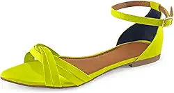 Sandália Feminina Verão Rasteira Rasteirinha Tiras Verde Lima Bico Folha Dia a Dia JCL