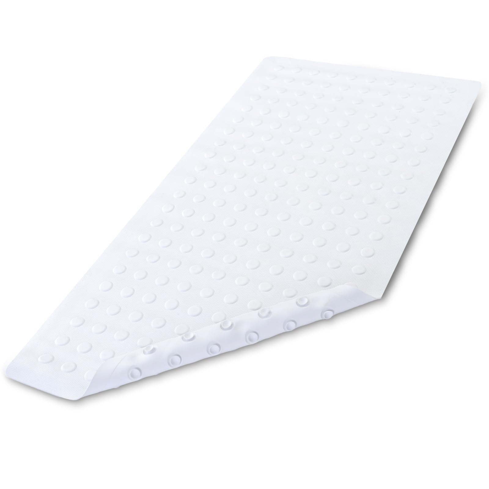 White Extra Long Rubber Safety Bath Mat (18 x 36 Inch, 220 Suction Cups, Great Non-Slip Coverage)