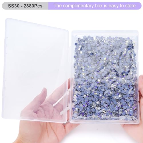 Image of Hotfix Rhinestones Bulk, 2880PCS Moonlight Hot Fix Rhinestones for Clothes DIY Decoration Crafts, Moonlight, SS30, 6.3-6.5mm