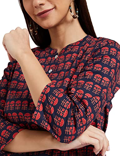 Image of Amazon Brand - Myx Women Cotton Straight Fit Straight Kurti (Available in Plus Sizes)