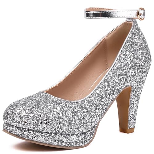 Fashion Women Ankle Closed Toe Heels Pump for Women Toe Block Heels Square Dress Wedding Party Pumps Shoe