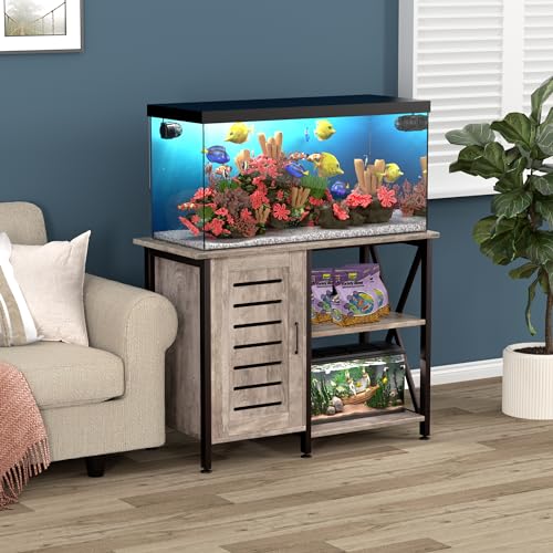 Herture 40-50 Gallon Fish Tank Stand, Aquarium Stand with Cabinet Accessories Storage, Heavy Duty Metal Frame, 40.55" L*18.89" W Tabletop, 1000LBS Capacity, Greige PG02YGZ - Image 4