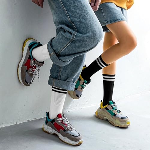 Smart Sir Socken Herren Damen Sportsocken 4 paar Tennissocken Schwarz Lange Baumwollsocken Weiß Laufsocken Arbeitssocken,weiss,35-38