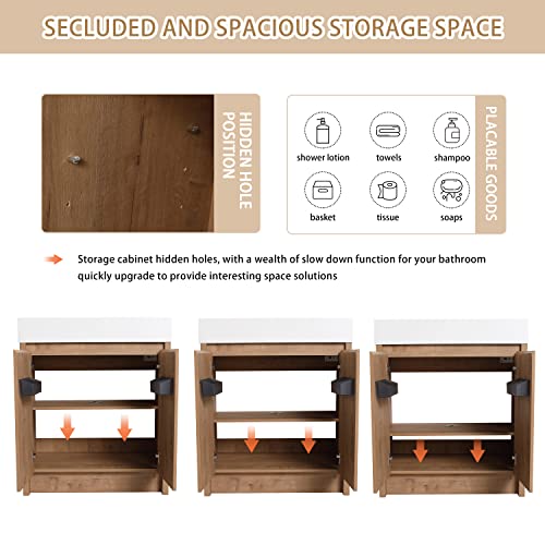 Haalvde 30 Inch Freestanding Bathroom Vanity With Sink, 30" Floor Standing Bathroom Vanity, Modern Vanity With 2 Doors And White Resin Basin Sink Top (Imo, 036-30''W X 18''D+Grb30120Mmo)…… #TOP3