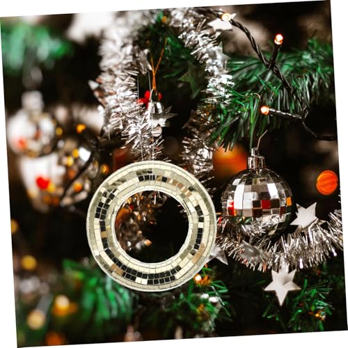 Adornos colgantes de espejo disco ibasenice para árbol de Navidad, decoración para fiestas navideñas y celebraciones festivas, diseño versátil para escenarios miniatura 6