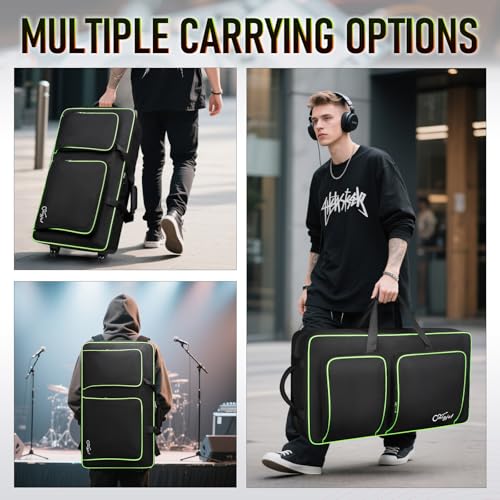 Image of SNIGJAT DJ Controller Case with Wheels Compatible for DDJ-FLX10 / DDJ-GRV6 / 1000 / REV7 / REV5 / FLX6 / SC LIVE 4, Padded Rolling DJ Backpack with Multi-Pocket for 17.3 inch Laptop, DJ Accessories