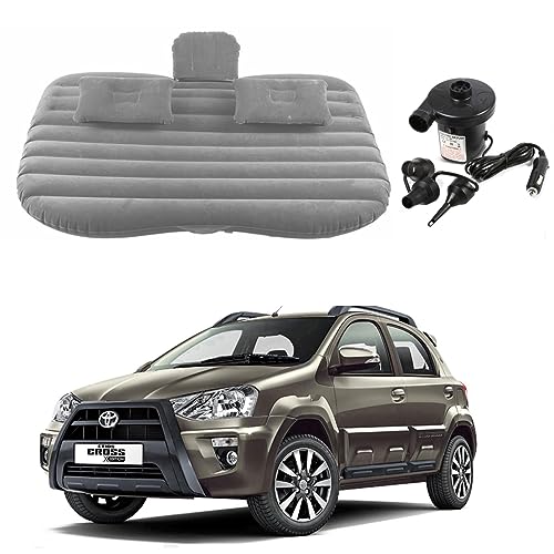 Image of Oshotto Multifunctional Car Travel Bed Mattress with Two Air Pillows, Car Air Pump Compatible with Toyota Etios Cross (Grey)
