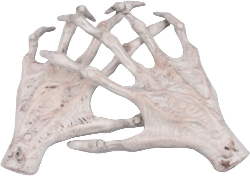 Topdubai 1 Pair Halloween Table Decoration Witch Skeleton Hands Realistic Plastic Scary Skeleton Hand Horror Prank Prop Scary Props Halloween Party Decoration for Indoor Outdoor Home Decoration