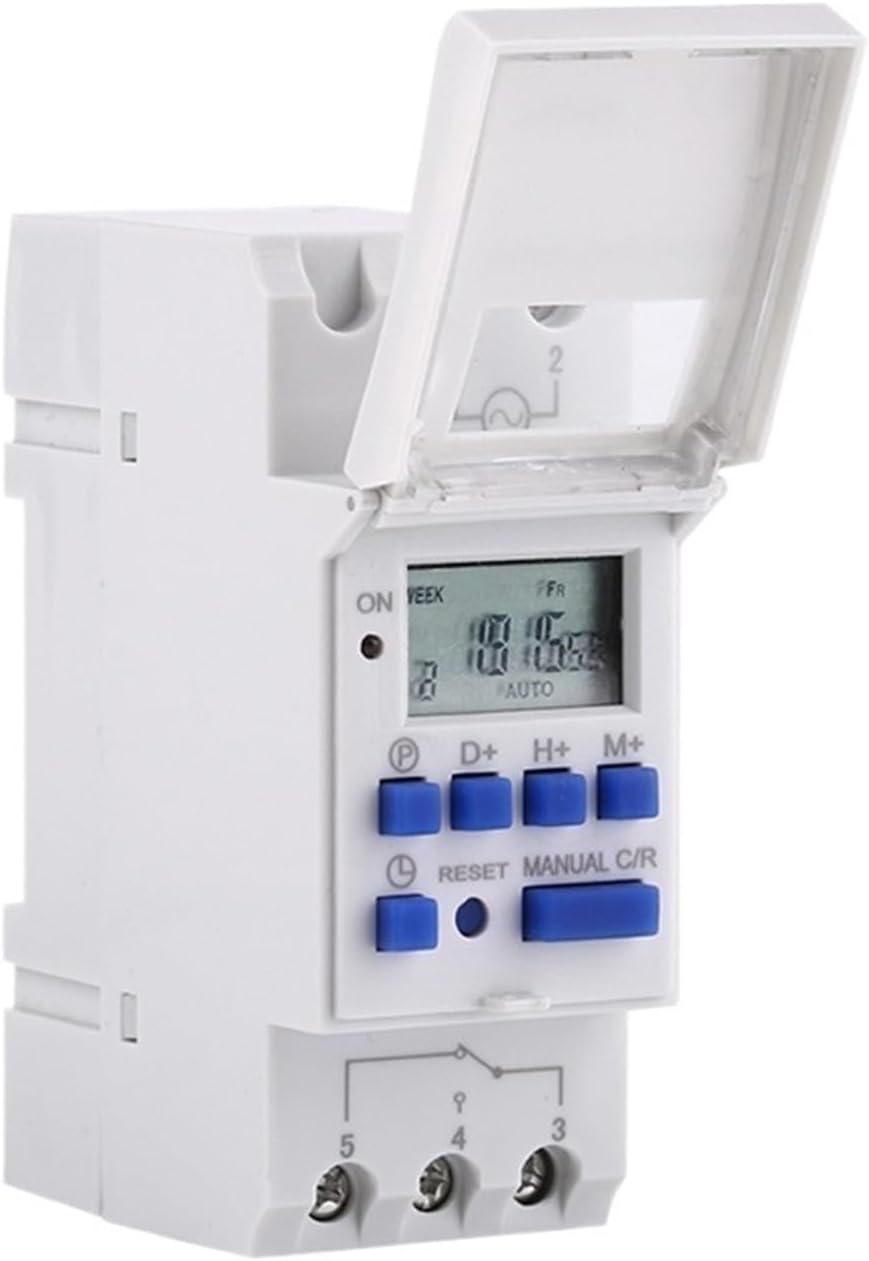 THC15A AHC15A 12V 24V 110V 220V DIN Rail Digital PROGRAMMABLE LCD Weekly Timer Switch Repeat Programs Time Relay Control Timer(20ON 20OFF_12V)