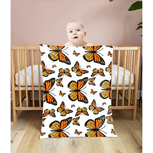 Monarch Butterfly Flannel Fleece Microfiber Throw Blanket For Bed Couch Beach Basket Picnic All Seasons Soft, Lightweight, Warm Cozy 60"X50"For Teens #TOP4