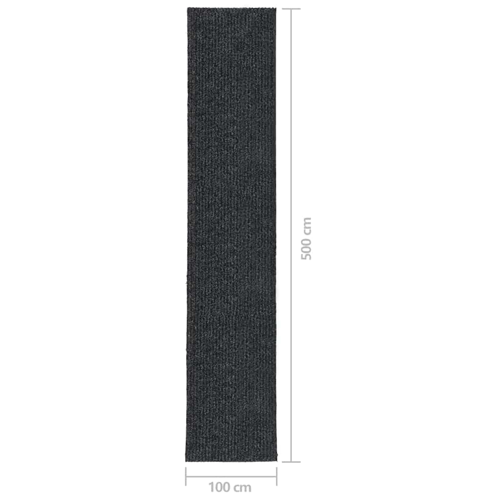 Alfombra para atrapar la suciedad, antracita, 100 x 500 cm, PP PES como resistente fieltro punzonado con base de gel antideslizante para entrada y pasillo