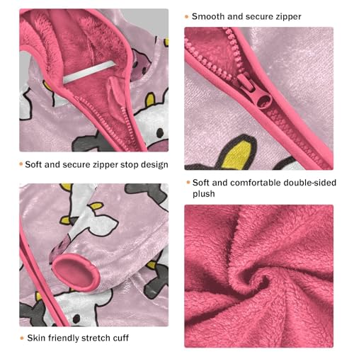 OTVEE Cartoon Cow Animals Kids Hoodie Jacket Fall Spring Full Zip Warm Outwear Coat3