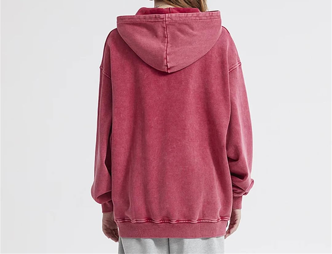 Fnfmrfmr Felpa da donna in cotone con cappuccio vintage hip hop pullover felpa lavata oversize manica goccia cappotto con cappuccio