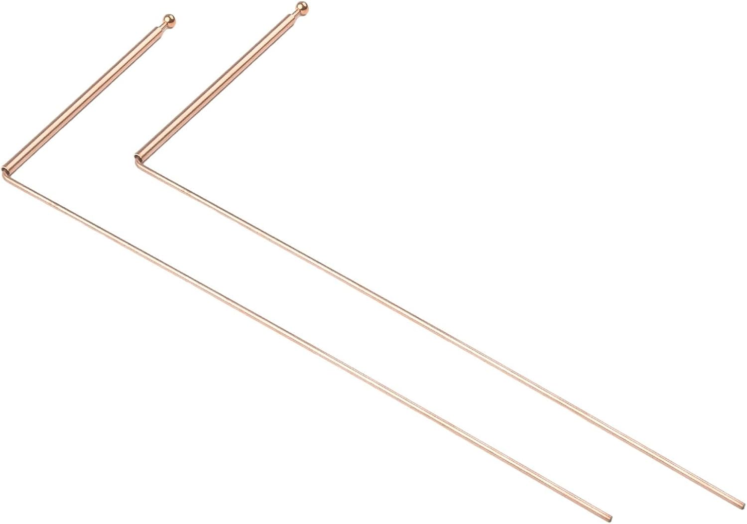 2 Copper Rods 99.9% for Dowsing, Metal Detection Rods for Locating Water, Gold Minerals, Lightweight Handles for Outdoor Treasure Hunting Field Surveys (Ball of