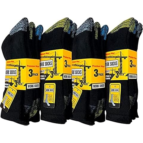 Sevello Clohting 12 Pair Worksite breathable thick socks Heavy Duty hiking walking socks Cushioned Thick Socks Men--Size UK 6-11 Cover
