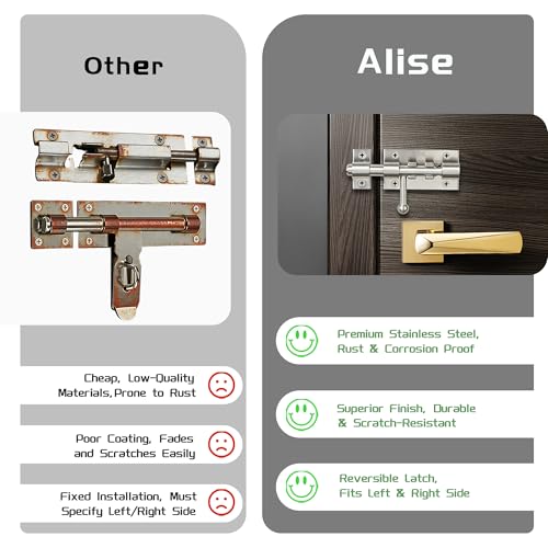 Image of Alise 2PCS 4 Inch SUS304 Stainless Steel Gate Latch, Slide Bolt Latch,Thickened Heavy Door Latch Lock, Security Slide Latch for Outdoor Fence, Window,Shed Door Brushed Finish MCX7004LS-2P