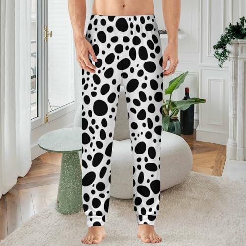 Cow Dalmatian Dog Printed Men's Pajamas Pants Lightweight Sleep Lounge Pant Pjs Bottoms Casual Sleepwear2