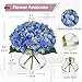 Hollyone Hydrangea Artificial Flowers with Glass Vase Blue-Green Silk Faux Flowers Arrangements in Vase with Faux Water Fake Floral Bulk Bouquet for Home Decor Table Centerpiece Decorations