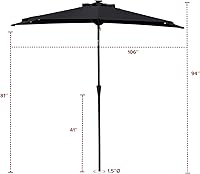 Vista 6 de FLAME&SHADE 9 ft Half Round Solar Powered Outdoor Market Patio Table Umbrella for Wall Balcony with LED Lights and Tilt