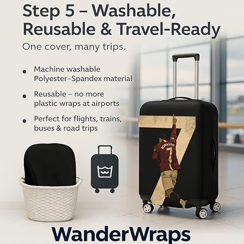 Image of WanderWraps Spendex Polyester Protective Luggage Cover | Hard Luggage Trolley Bag Cover | Washable | Dust Proof | Stretchable | M - 24 inch | The Finisher