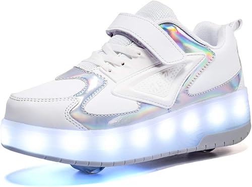 Ylllu - Tenis de patinaje con ruedas LED USB para niños, zapatos con ruedas y luces para niños y niñas