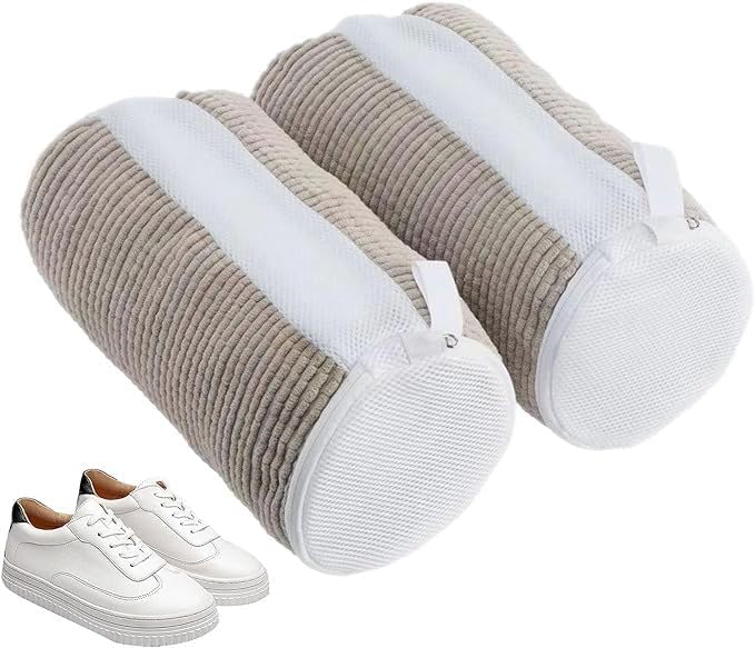 Mesh Laundry Shoe Bags for Washing Machine, Multi-Size Compatible, Grey and White, Set of 2